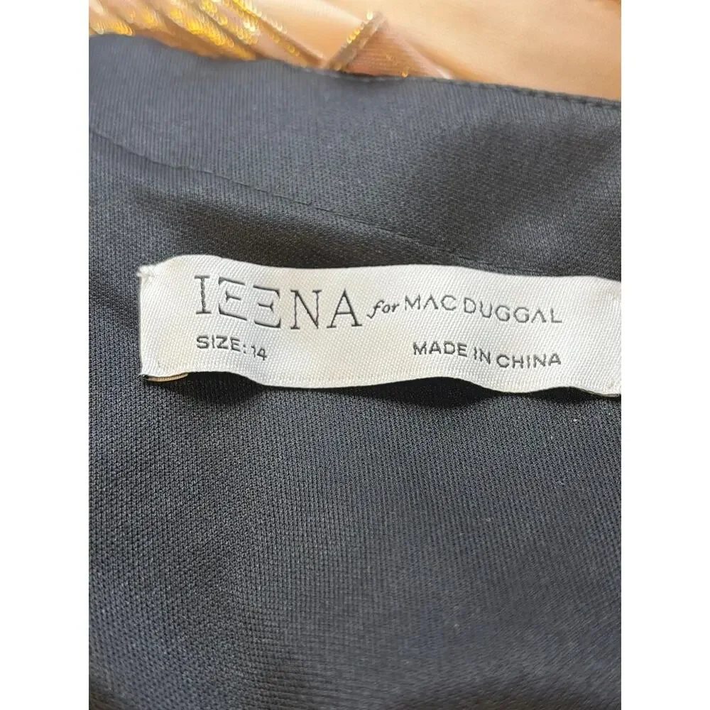 IENA for Mac Duggal One Shoulder Tiered Metallic Gown Size 14 - Picture 8 of 9
